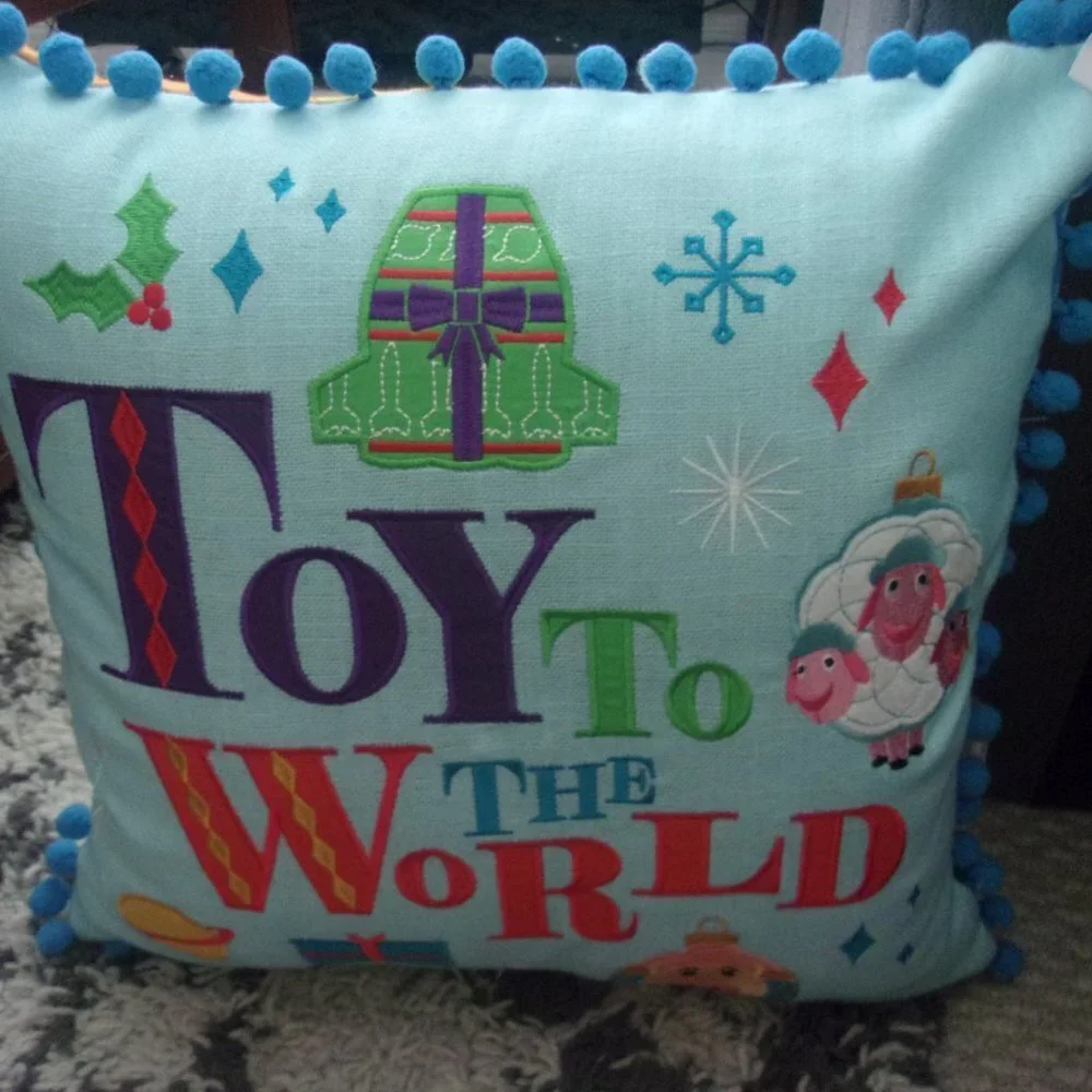 Disney Throw Pillow - Pixar Holiday ''Toy To The World''